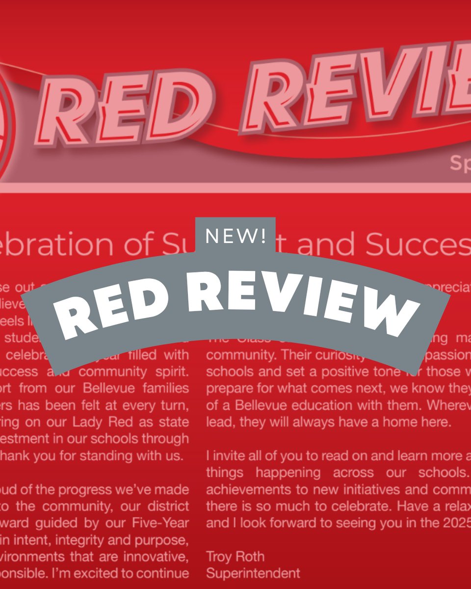 BCSRedmen's tweet image. 📣 Catch up on all the latest in our Spring Edition of the Red Review!
📖 Read it here: bellevueschools.org/school-news/de…
#RedPride