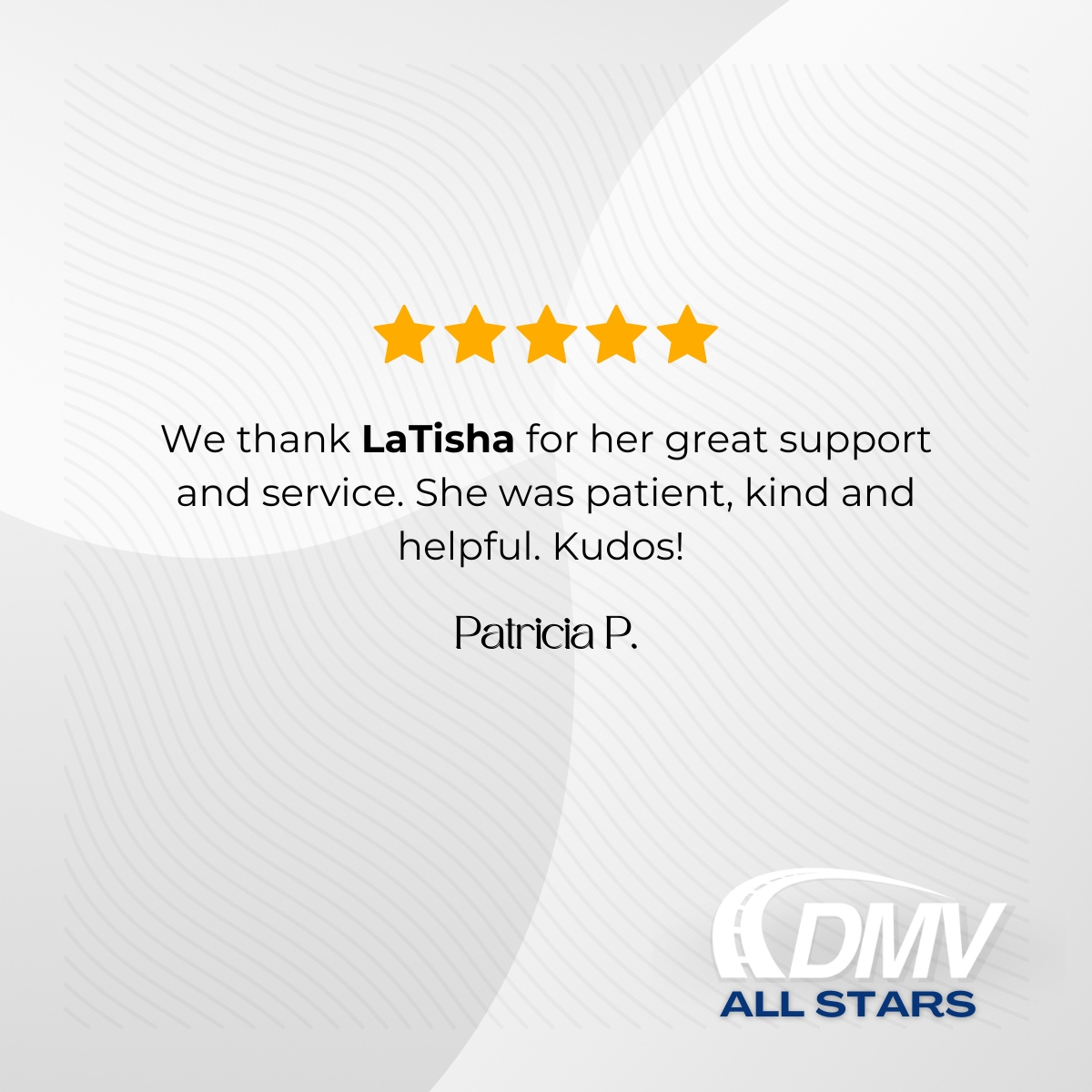 Just taking a moment to thank 👏LaTisha for providing first-class service! 🌟#DMVAllStars #Kudos