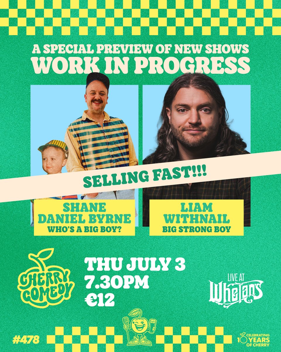 CherryComedy's tweet image. β οΈ SELLING FAST! β οΈ
We've sold over 60% of the tickets for this one, so get on it quick - we sold out last night, we're sold out the week after this - these are the final tickets for this run of WIPs, don't miss them! π₯
We've got the amazing SHANE DANIEL BYRNE fresh from aβ¦