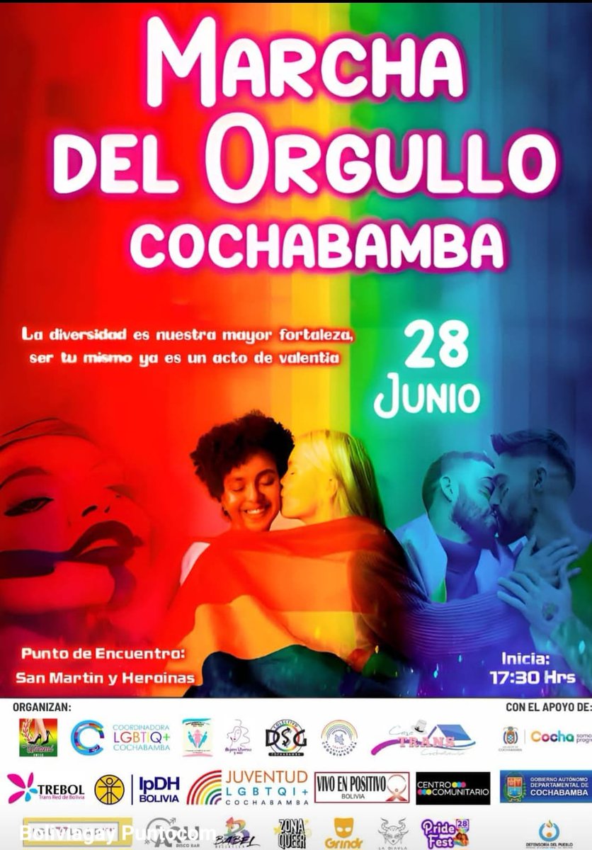 A pesar de las adversidades continuamos celebrando el #Orgullo LGBTQ+ en Cochabamba.
Te esperamos este sábado 28 en la marcha del orgullo