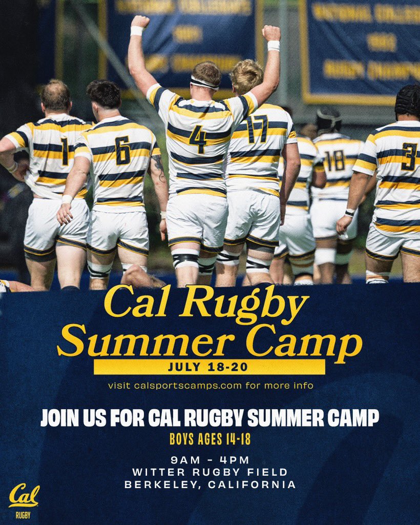 CalVarsityRugby's tweet image. Cal Rugby Summer Camp is almost sold out!
With only a limited number of spots open, be sure to reserve yours today at calsportscamps.com/rugby
#GoBears