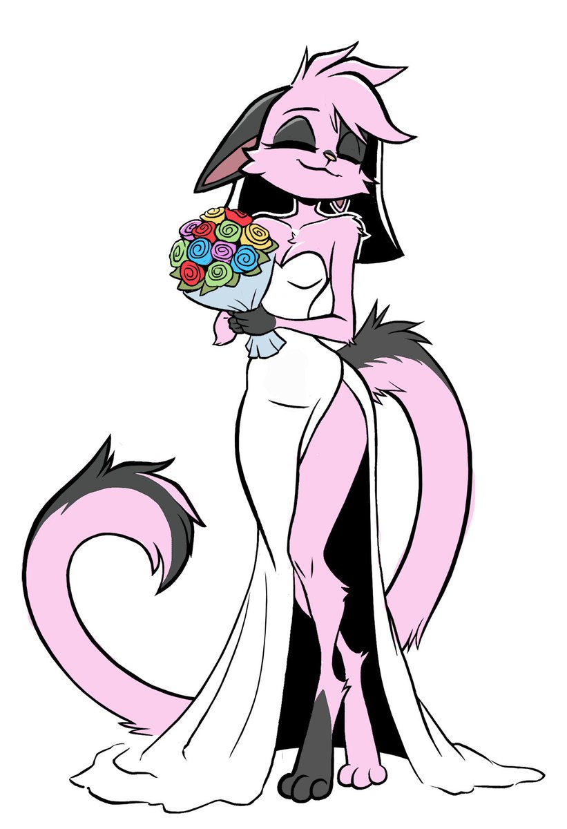 My Secret Santa art trade for Liz from <a href="/Dreamkeepers/">Vivid Publishing</a>. I chose Vi for bun enthusiast purposes (and because Tinsel's hair was too complex). I might revisit this one day to shade and add Remy as the groom because lol.

This wasn't rushed at all. #couchcon2025