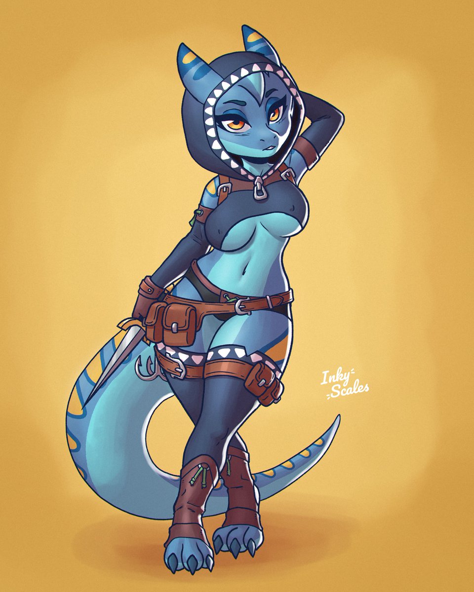 Thicc blue kobold assassin! (the client didn't mentioned the name, so that's how we call her)

Should i post the nsfw version?