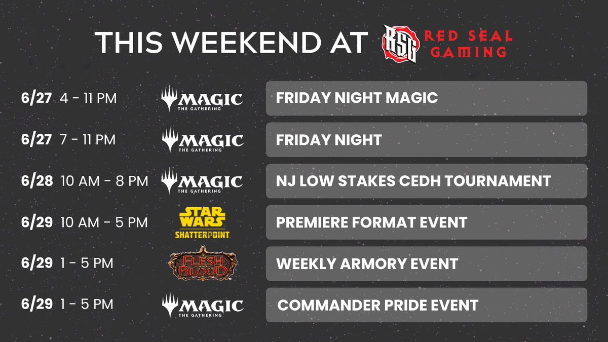 A jampacked weekend for Magic the Gathering at the store! Sign up for all events via Discord: champ.ly/Nyub4xK1