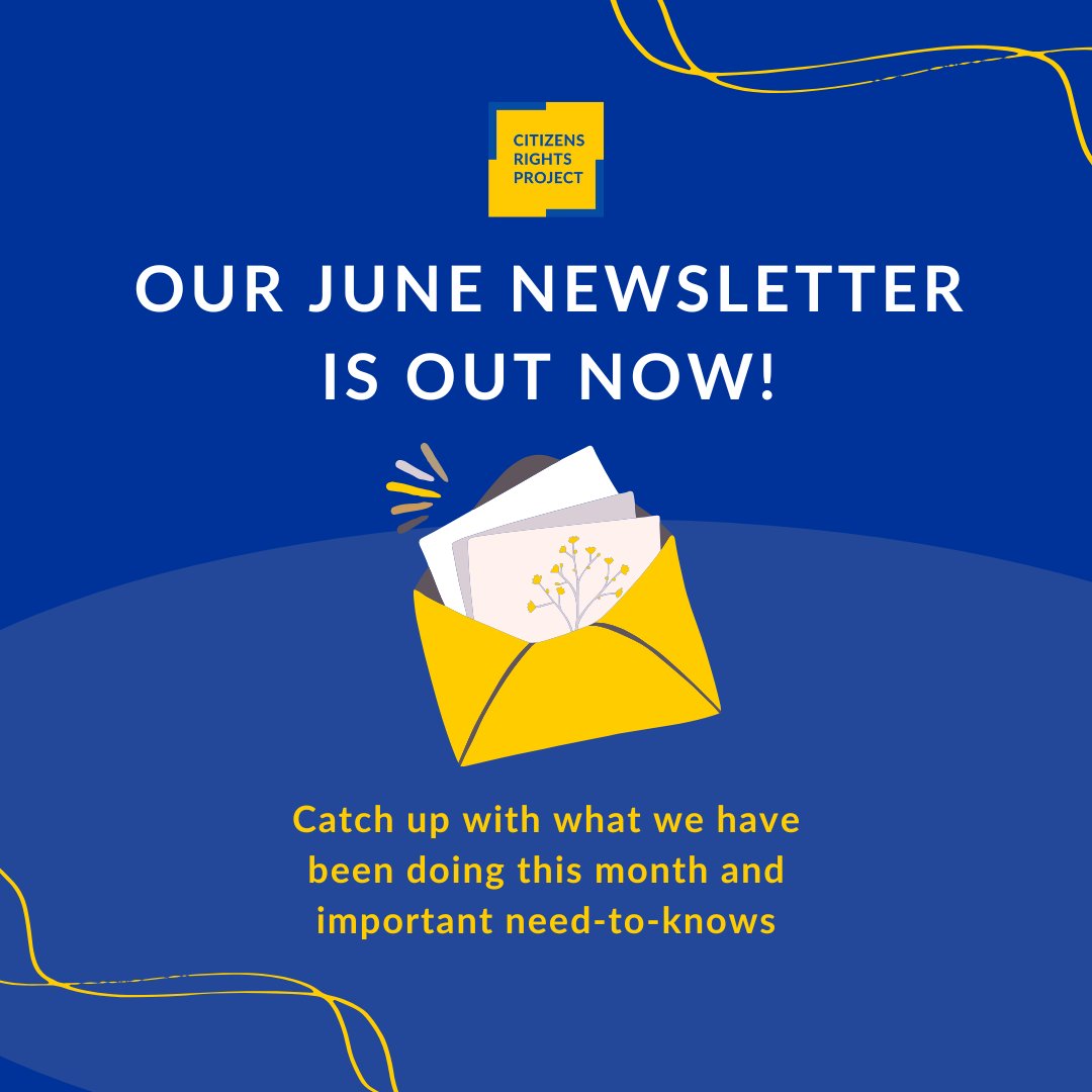 Catch up with what Citizens Rights Project have been doing this June! 📰 

Read our newsletter via the link in below 🔗

bit.ly/crp-newsletter…