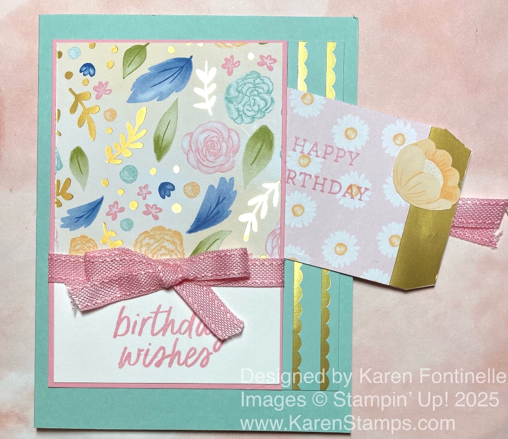 KarenStamps's tweet image. Make a fun card with a hidden tag to be pulled out! This was a close copy of a sample Stampin' Up! made during a virtual event for Demonstrators last weekend, Creativity Now. karenstamps.com/wildflower-bir……#stampinup #creativitynow #hiddentag #wildflowerbirthday #birthdaycard #diycard