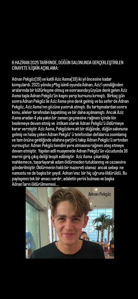 Daha 19 yaşında... Nice hayalleri nice gülüşleri olacaktı. 8 kurşun ile hayattan koparıldı Adnanımız #AdnanPekgözİçinAdalet