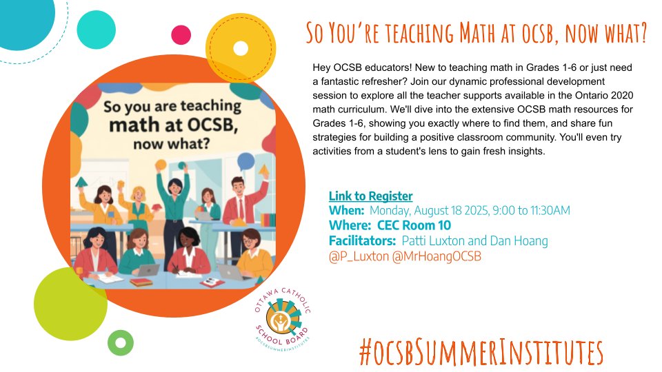 Hey #ocsb! New to K-6 Math or looking for new ideas?! Register here➡️forms.gle/zWQhnRbemFryhX…
#ocsbMath
