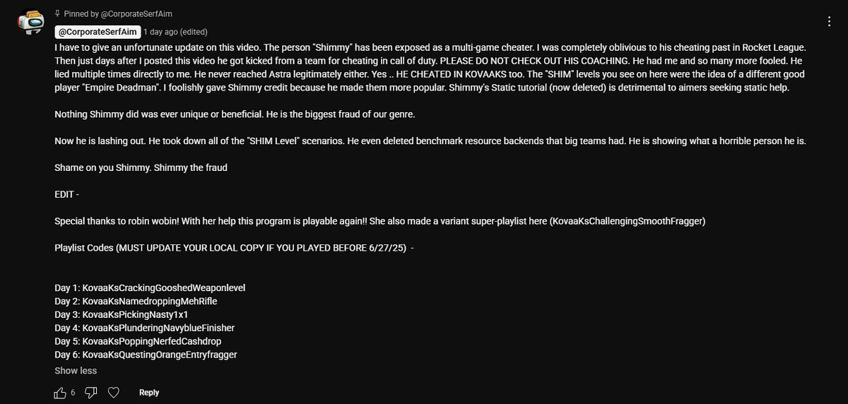 After Shimmy had his meltdown and deleted KovaaK's Maps, my Smoothness Vid was missing parts 

<a href="/robinwobin_/">rA robinwobin</a> Took the time and effort to fix the program and even made a cool super-playlist of TSK variants!  She is a scenario creator with awesome resources. Pls check out her stuff!