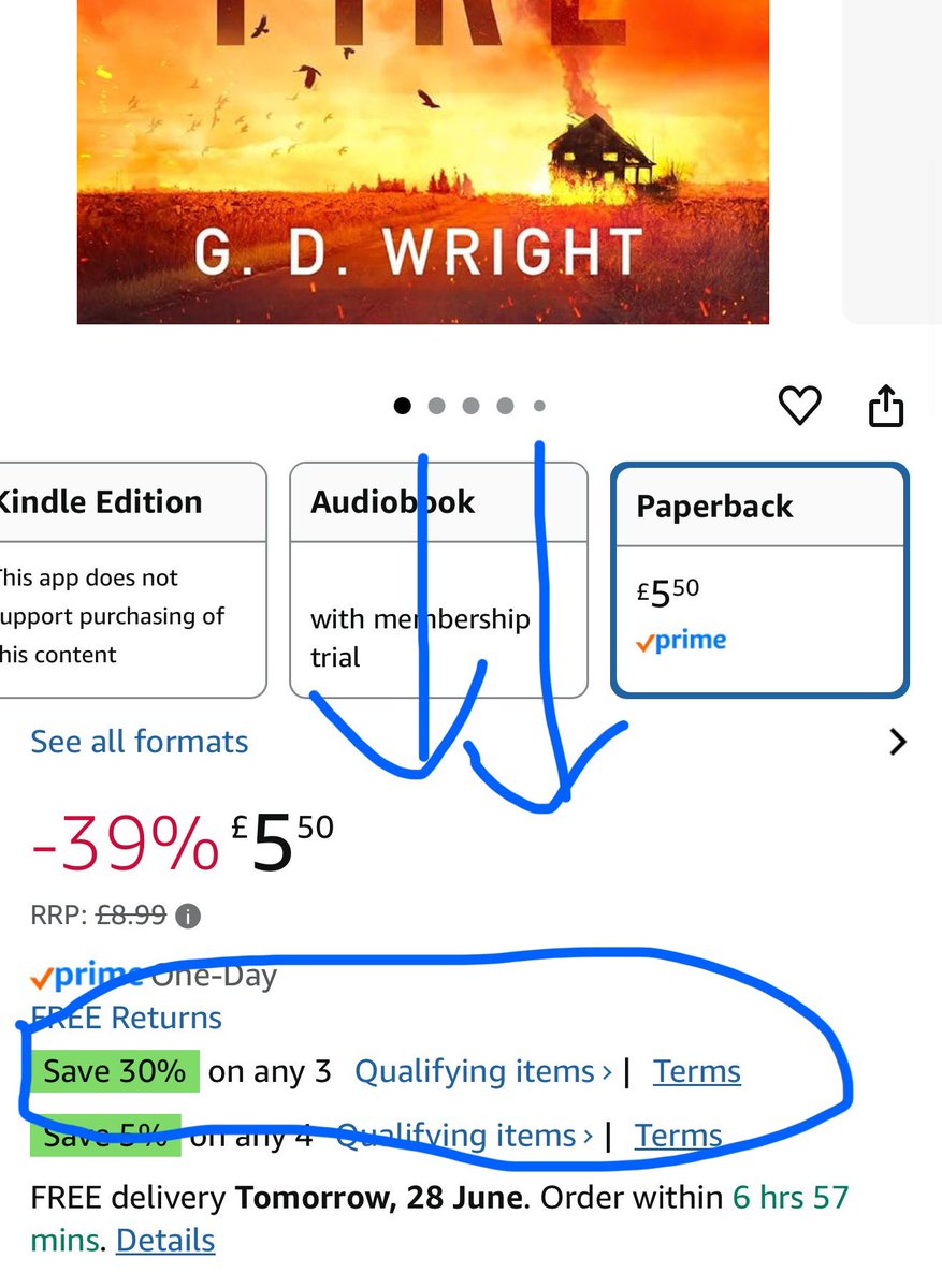 GDWrightWrites's tweet image. Now THIS is the hack to end all hacks... and I
'tested' it on my dad's Amazon account earlier, so can confirm it works (sorry dad, it was market research though).
SO... if you buy three copies of INTO THE FIRE, at £5.50 each, you will get 30% off... so for £11.55, you can keep a…