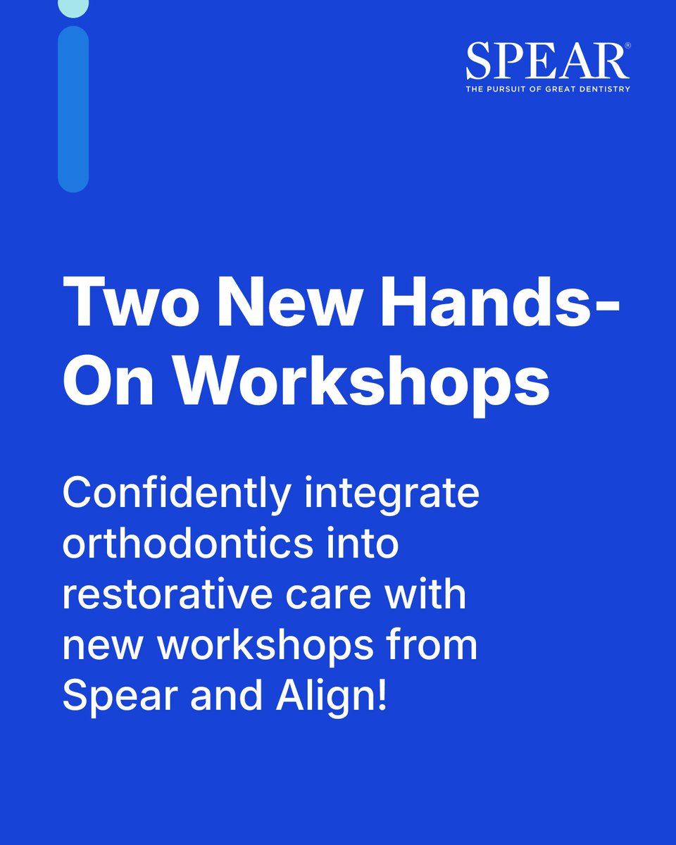 Now enrolling: Two new workshops from Spear and Align focused on digital restorative and ortho-restorative workflows. 

🔹 “Ortho-Restorative Integration” 
🔹 “Lumina Mastery: Restorative Excellence” 

Hands-on. Predictable. Powerful.
Learn more → hubs.li/Q03v1Xcp0