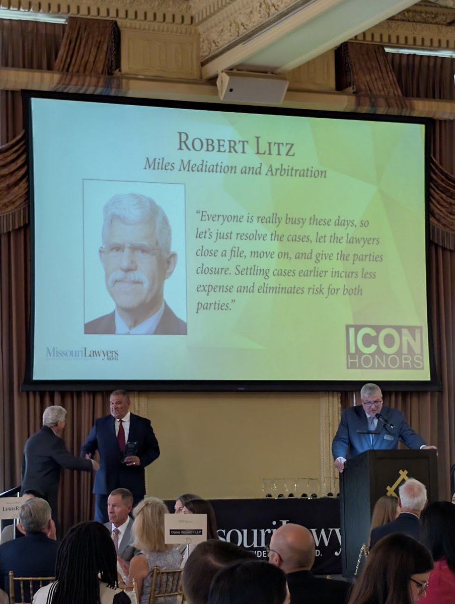 Congrats again to Rob Litz on being named one of <a href="/MoLawyersMedia/">Missouri Lawyers Media</a> 2025 ICON Award honorees! Rob and 21 other recipients were recognized at an award ceremony yesterday for their lasting impact on the legal profession and their contributions beyond the legal field. 🏆#ICONAwards2025