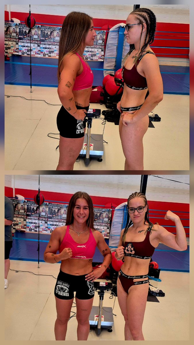 Listas y en peso!!

Marian Herrería 56,500 y Jessica Bellusci 56,800.

Todo correcto para que mañana empiece el espectáculo en el Polideportivo Miguel Angel Revilla de Ajo a partir de las 19:30 horas mas 7 combates amateur.