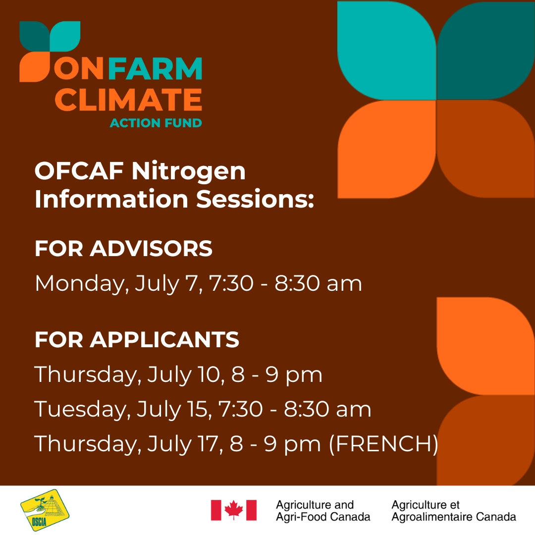 #OFCAF Program Information Sessions for a new intake opening July 24!

Join us online to learn about funding opportunities available under Nitrogen Management. Each session includes a Q&amp;A, so bring your questions.

Register now: rebrand.ly/nzfr3s4

#OntAg #OntarioSoilCrop