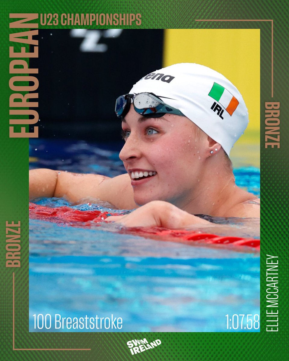 𝗠𝗖𝗖𝗔𝗥𝗧𝗡𝗘𝗬 𝗪𝗜𝗡𝗦 𝗕𝗥𝗢𝗡𝗭𝗘 🥉

A brilliant bronze medal for Ellie McCartney in the 100m Breaststroke!

Ellie has added to her 200IM Gold with a third place finish in 1:07.58 🔥

#TeamIreland