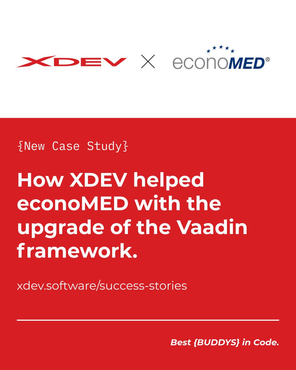 XDEVSoftware's tweet image. New Case Study: XDEV × econoMED – Software #Modernization with #Vaadin
XDEV helped econoMED modernize their software, upgrading to @vaadin and achieving ISO-27001 certification. Learn how we supported their digital transformation. 
👉 xdev.software/success-stories

#Java