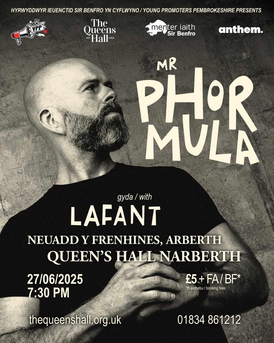 📷TONIGHT📷
BEATBOXING EXTRODINAIRE AT QUEENS HALL NARBERTH
Young Promoters Pembrokeshire presents: <a href="/MrPhormula/">Mr Phormula</a>  + LAFANT
.
.
📷  The Queens Hall Narberth
📷 £5 + £1 bf Door tickets from 7.30pm
.
.
Brought to you by <a href="/Anthem_Cymru/">Anthem</a> in collaboration with Menter Iaith Sir Benfro