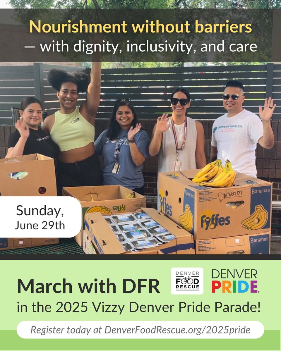 Denver Food Rescue (@denverfoodrescu) on Twitter photo It’s not too late to sign up to march with us for food justice this Sunday! 🥬🏳️🌈
Join us in the <a href="/CenterOnColfax/">The Center On Colfax + Denver Pride 🏳️🌈</a> Parade as we stand for dignity, equity, and care.
👉 Register today to march with us: docs.google.com/forms/d/e/1FAI…
(Link also in our bio)
#DenverFoodRescue #FoodJustice It’s not too late to sign up to march with us for food justice this Sunday! 🥬🏳️🌈
Join us in the <a href="/CenterOnColfax/">The Center On Colfax + Denver Pride 🏳️🌈</a> Parade as we stand for dignity, equity, and care.
👉 Register today to march with us: docs.google.com/forms/d/e/1FAI…
(Link also in our bio)
#DenverFoodRescue #FoodJustice