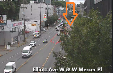 埃利奥特大街（Elliott Ave W）的道路工程在W Mercer