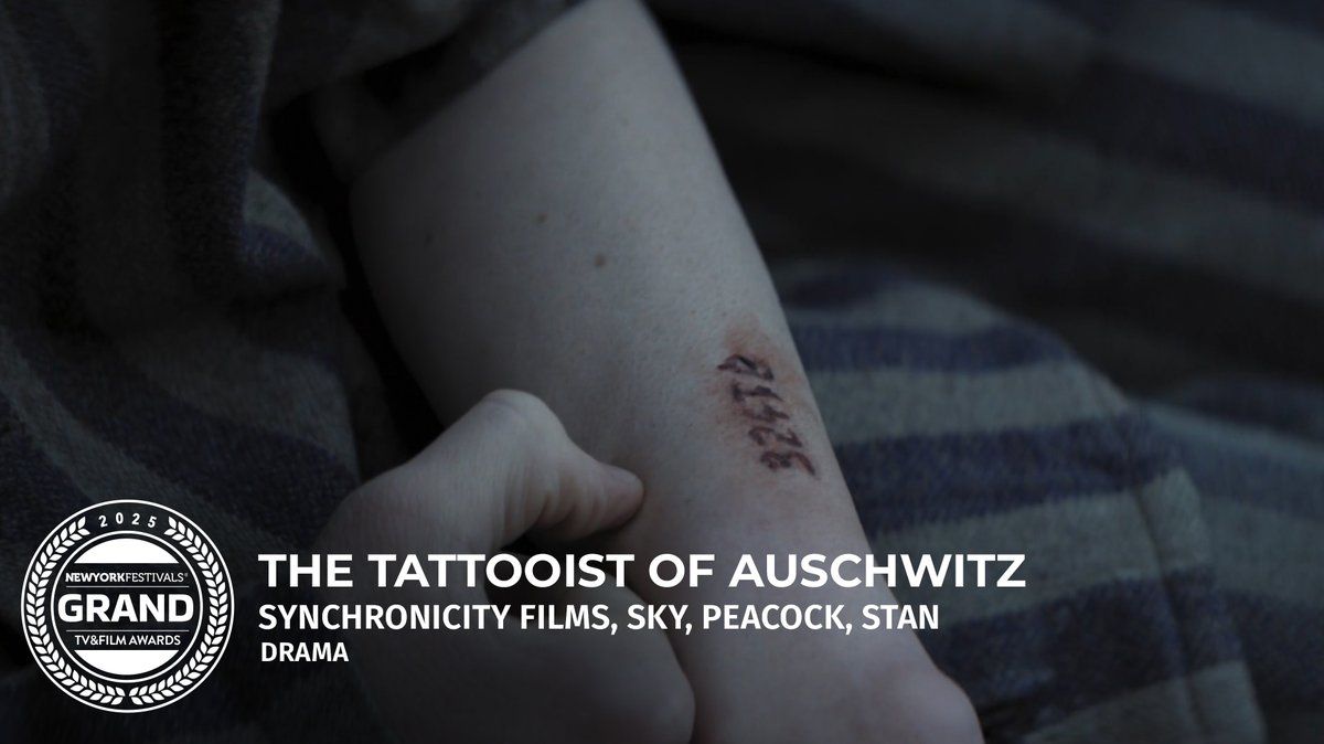 The Tattooist of Auschwitz took home the Grand Award at the 2025 New York Festivals for Synchronicity Films, Sky, Peacock, Stan, and All3Media International.
