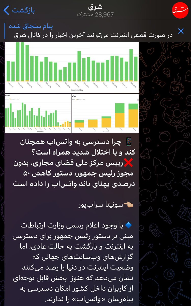 باورم نمیشه!

درحالی که جنگ ادامه داره و دشمن گفته بازم حمله می‌کنم و مشخص شده که از واتساپ هم برای ترور فرماندهان استفاده شده و هم ابزار جاسوس‌ها بوده، شرق داره مطالبه آزاد شدن واتساپ رو میکنه!

پیداکنید پرتقال‌فروش را…!