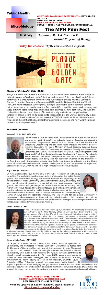 Happening tonight <a href="/hood_college/">Hood College</a> in Hodson Auditorium, Rosenstock Hall, and online thru #Zoom!

Why do we fear #microbes &amp; #migrants? Why does this #fear hamper our ability to control #infectiousdisease #outbreaks?

<a href="/frednewspost/">Frederick News-Post</a>