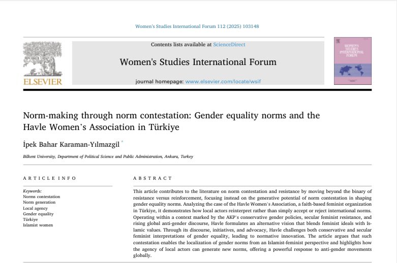 Challenging norms isn’t demolition—it’s reconstruction. Muslim feminists in Türkiye confront both conservative and secular gender scripts, laying the groundwork for brand-new equality norms. Read more: lnkd.in/dUK34c9