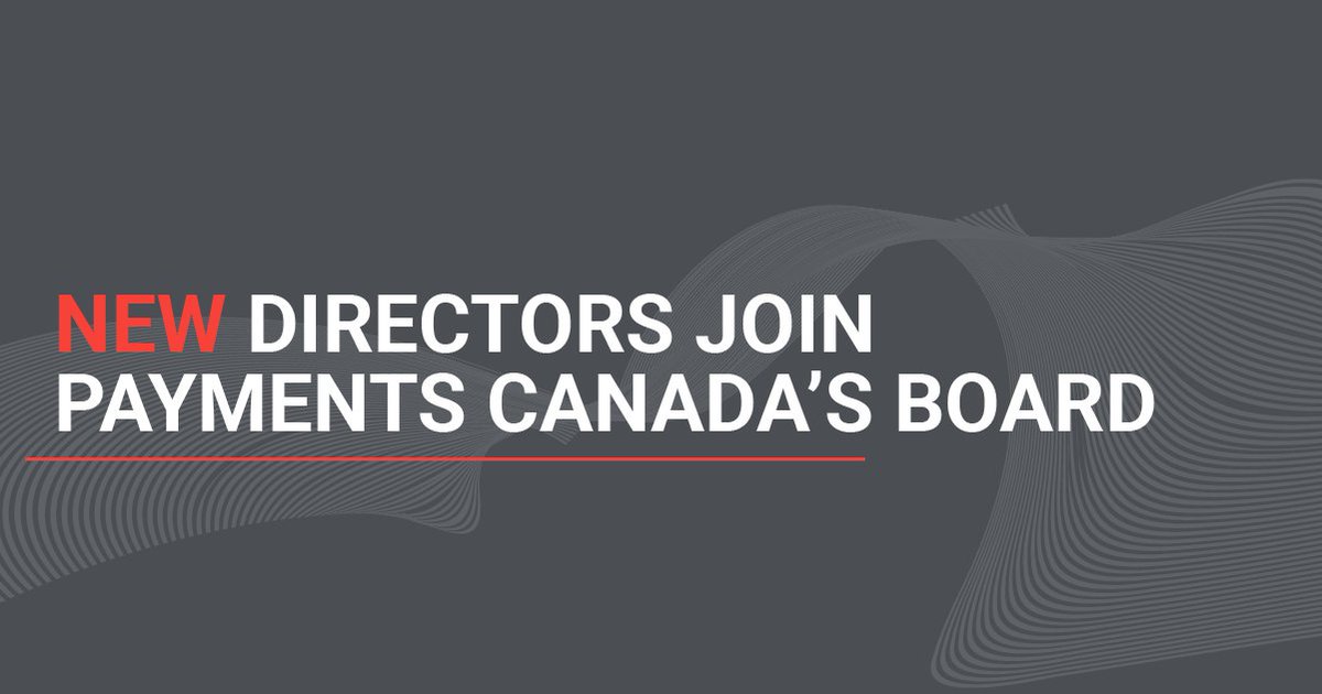 Payments Canada (@paymentscanada) on Twitter photo We’re pleased to announce the election of <a href="/Mairead_Lavery/">Mairead Lavery</a> and <a href="/BlairWiley/">Blair Wiley</a> to our Board of Directors.
Learn more about our board of directors: bit.ly/4nFDYlp
#PaymentsMeetsPurpose We’re pleased to announce the election of <a href="/Mairead_Lavery/">Mairead Lavery</a> and <a href="/BlairWiley/">Blair Wiley</a> to our Board of Directors.
Learn more about our board of directors: bit.ly/4nFDYlp
#PaymentsMeetsPurpose