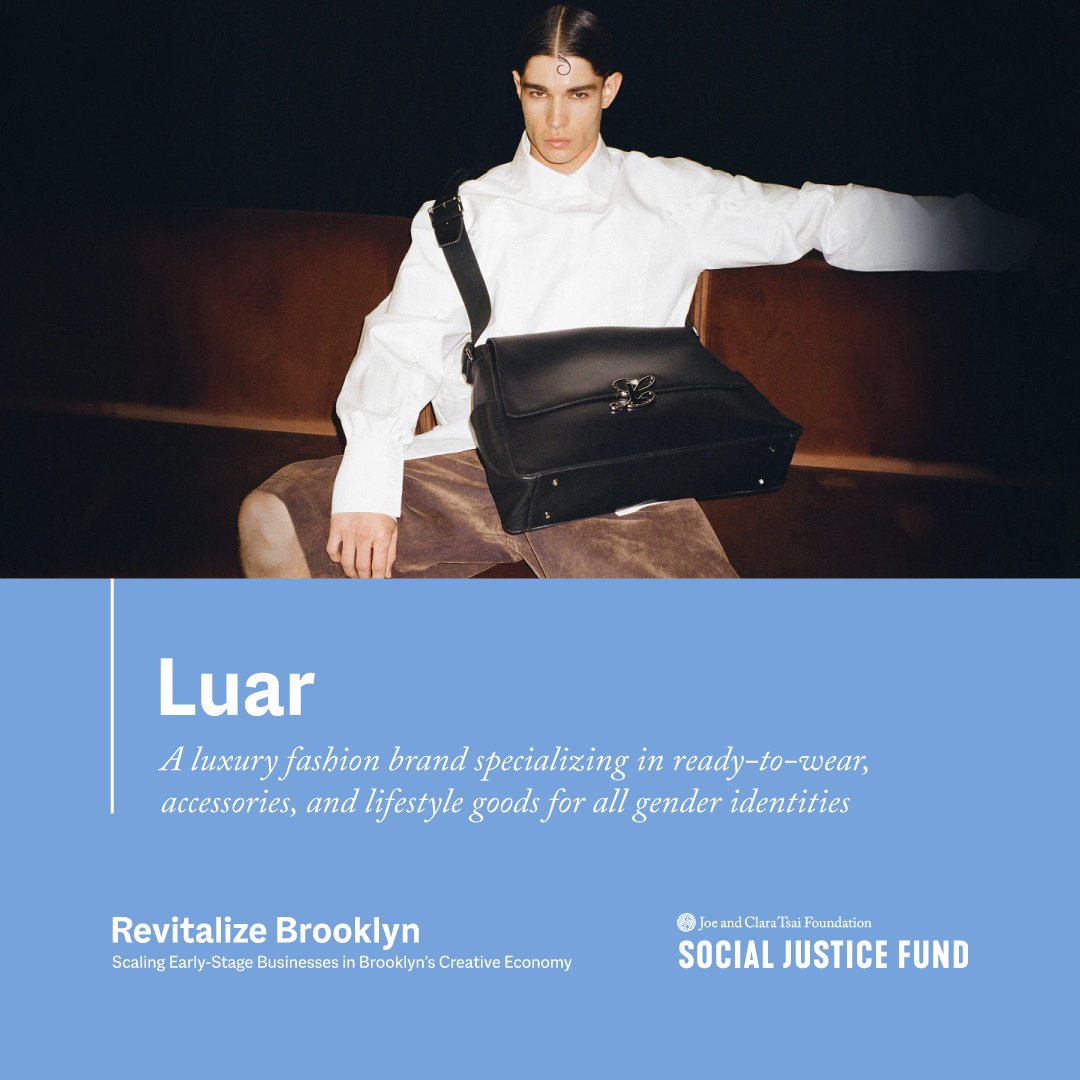 The Social Justice Fund’s Revitalize Brooklyn grant uplifts bold local businesses with up to $50K. Grantee Luar, a luxury brand creating fashion for all gender identities, is redefining NYC style.

This is what investing in Brooklyn’s future looks like.
#RevitalizeBrooklyn