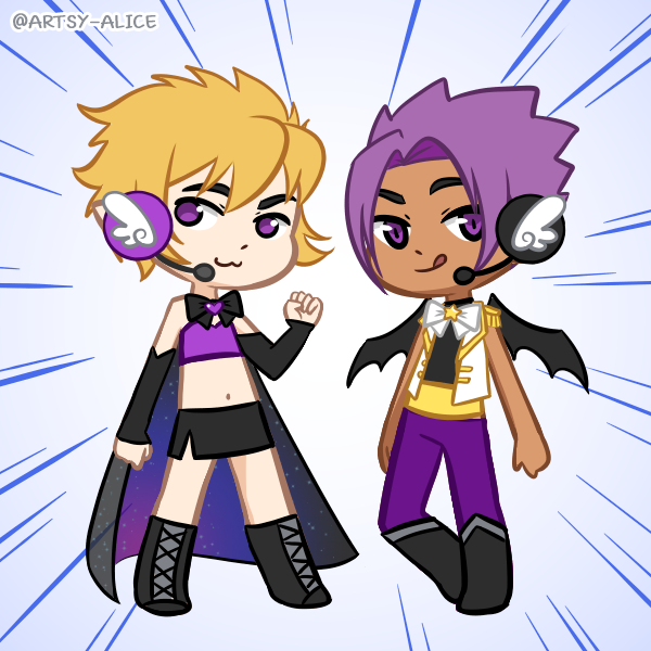 EvaCookies4's tweet photo. #IncuShipWeek2025 

Day 5: Superpowers 

I decided to make the incubus and a certain tyrant into magical heroes who fight off evil using the power of song and their fists (While they kiss on the downlow) 
 
#IncuCrow #Netherbringer #Picrew https://t.co/8XpetbUEWc