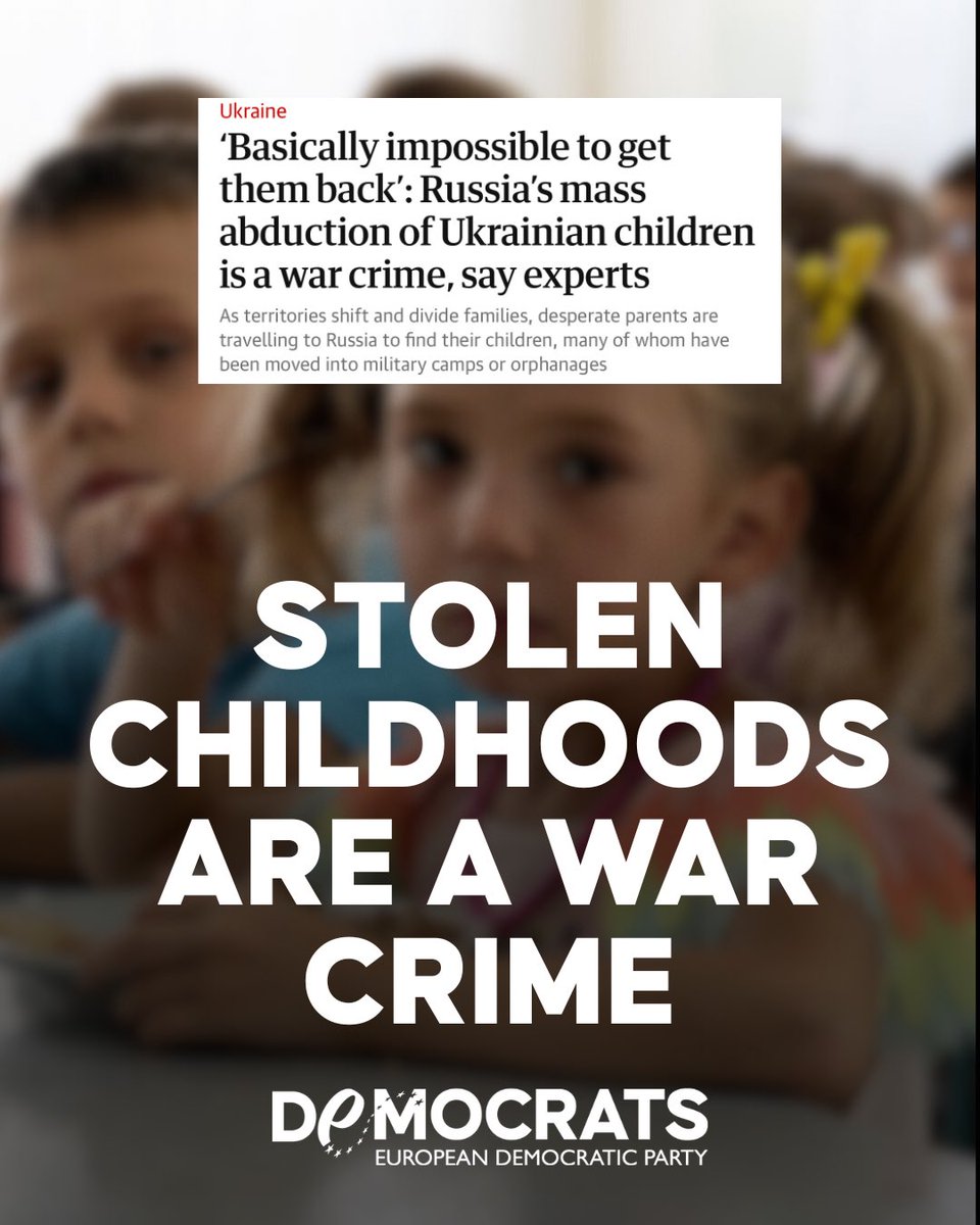 Russia’s forced abduction of Ukrainian children is a war crime, as The Guardian investigation has shown. These children, torn from their families and moved into camps, deserve protection and justice. Europe cannot look away: we must demand accountability, support Ukraine, and
