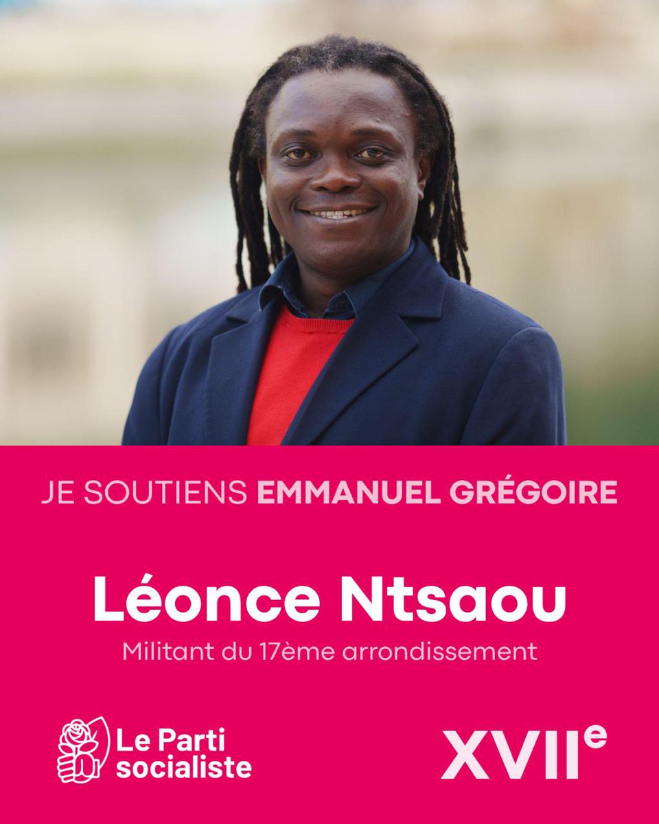 Léonce Ntsaou (@lntsaou) on Twitter photo Comme Bertrand Delanoë, Boris Vallaud ou Pervenche Berès, et comme tant d’autres engagés pour une ville solidaire et toujours plus ambitieuse, je soutiens <a href="/egregoire/">Emmanuel Grégoire</a>
Le 30 juin, je vote pour #Paris. Je vote un <a href="/Paris_En_Grand/">Paris en Grand</a> ✊🏾
#Municipales2026 🌹 Comme Bertrand Delanoë, Boris Vallaud ou Pervenche Berès, et comme tant d’autres engagés pour une ville solidaire et toujours plus ambitieuse, je soutiens <a href="/egregoire/">Emmanuel Grégoire</a>
Le 30 juin, je vote pour #Paris. Je vote un <a href="/Paris_En_Grand/">Paris en Grand</a> ✊🏾
#Municipales2026 🌹