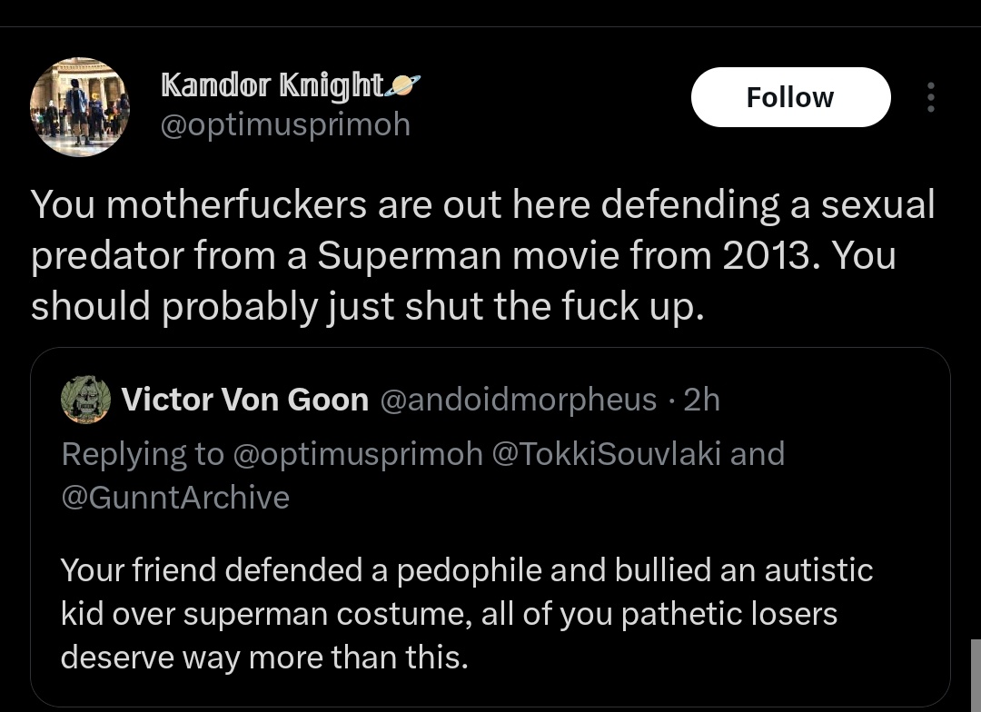 andoidmorpheus's tweet image. Snyderbozos unironically dissing Man of Steel like this 💀