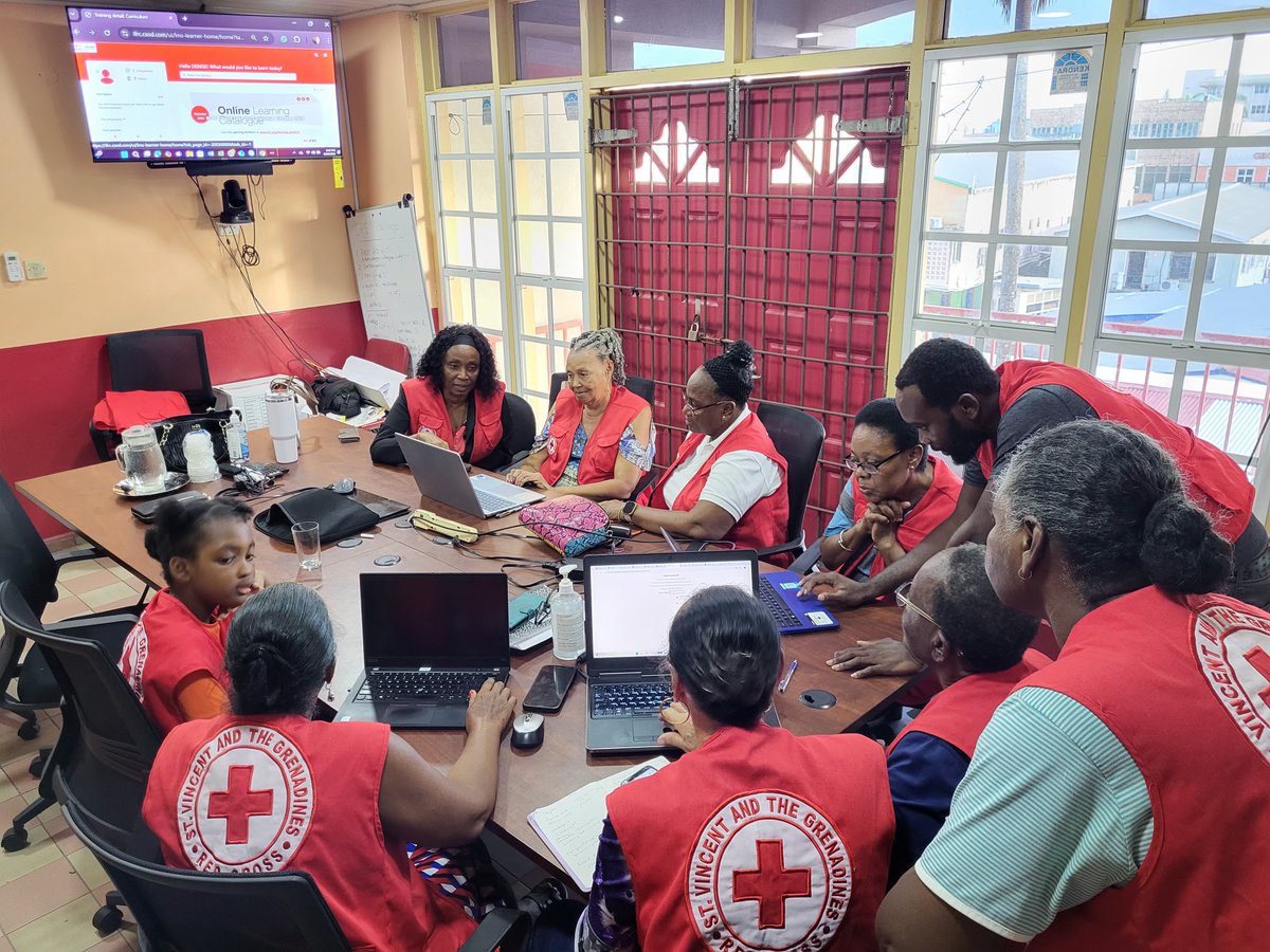 The Kingstown Adult Red Cross Group being trained on how to use the IFRC online platform. #nooneleftbehind