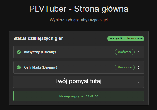 plvtuberpl's tweet image. Witamy!

5000 gier temu zrodził się pomysł stworzenia gry o VTuberach inspirowanej worldle. 5000 gier później… nadal trudno nam uwierzyć, że to się naprawdę udało. Dziękujemy za Wasze wsparcie i tak ciepłe przyjęcie naszego fun-projektu!

Z okazji tak okrągłej (i ogromnej!)…