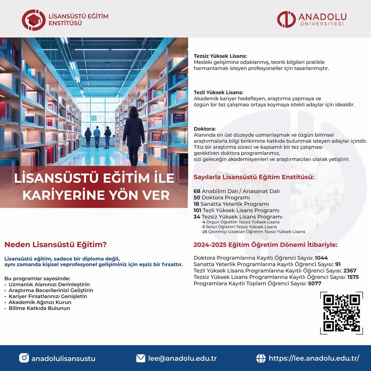 🎓 Güçlü akademik kadro, geniş öğrenme ve araştırma olanakları ve zengin program çeşitliliği ile Anadolu Üniversitesi Lisansüstü Programlarına başvurular 16 Temmuz'da başlıyor.

Detaylar 👉🏼 lee.anadolu.edu.tr 

#AnadoluÜniversitesi #Lisansüstü #YüksekLisans #Doktora