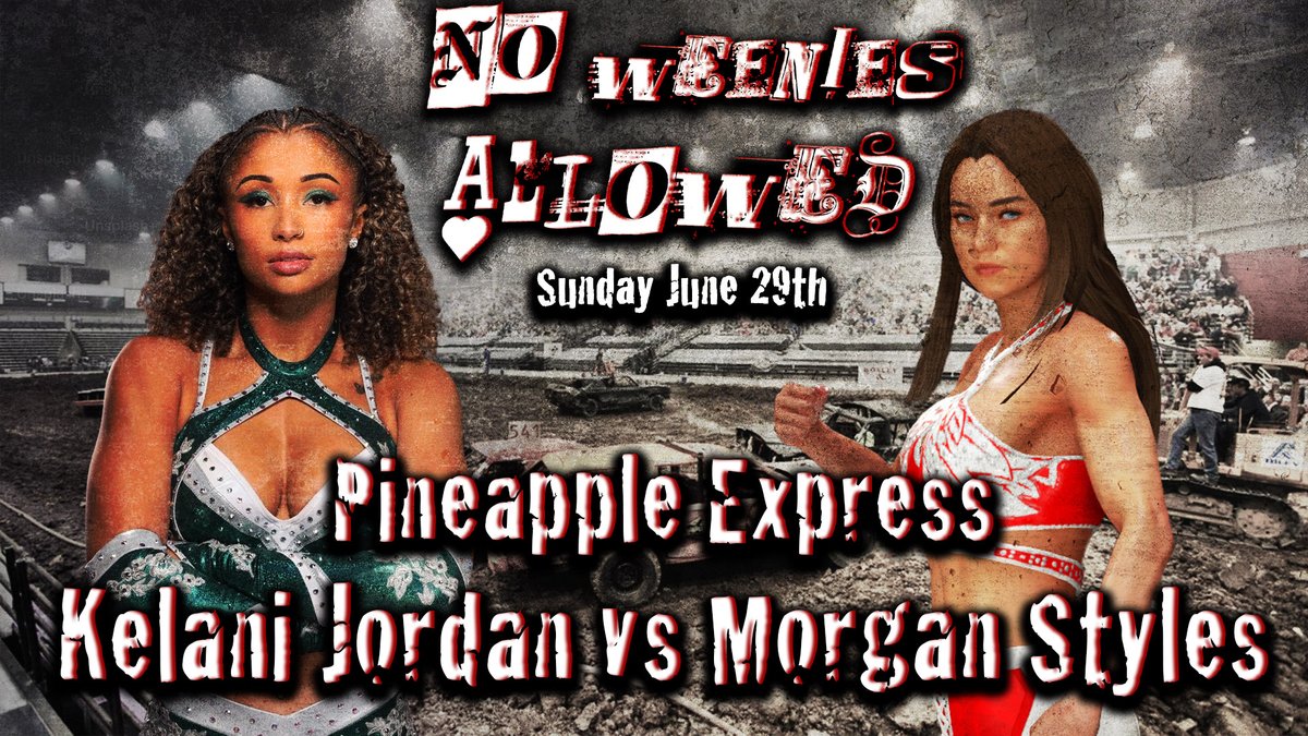 HybridHillsWres's tweet photo. How wicked will shit get in 15 mins? 

PINEAPPLE EXPRESS RETURNS

Kelani Jordan vs Morgan Styles 
No Weenies Allowed 
Sunday June 29th #NoWeeniesXHL https://t.co/FWXf1X6cy5
