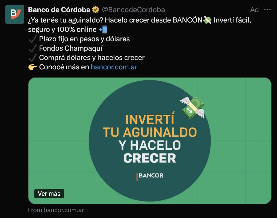 Si hay algo que no haría pero ni drogado con fentanilo es poner mi plata a resguardo de <a href="/BancodeCordoba/">Banco de Córdoba</a>, el banco de <a href="/MartinLlaryora/">Martín Llaryora</a>.