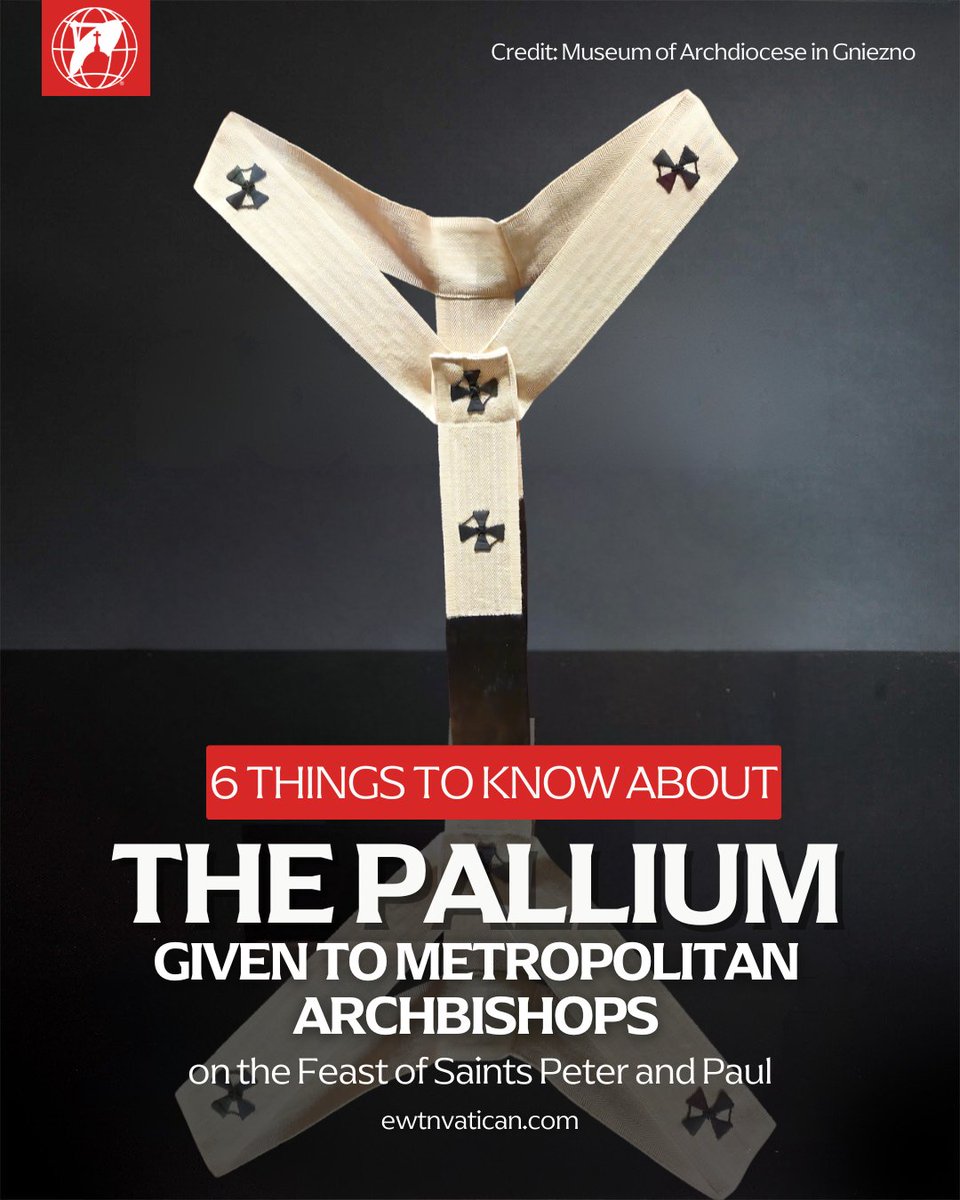 Here are 6 Things to Know About the Pallium that Pope Leo XIV will give and impose upon 48 Metropolitan Archbishops on the Feast of Sts. Peter and Paul. Do you want to receive updates from the Vatican? Sign up here👉 bit.ly/ewtnvatican