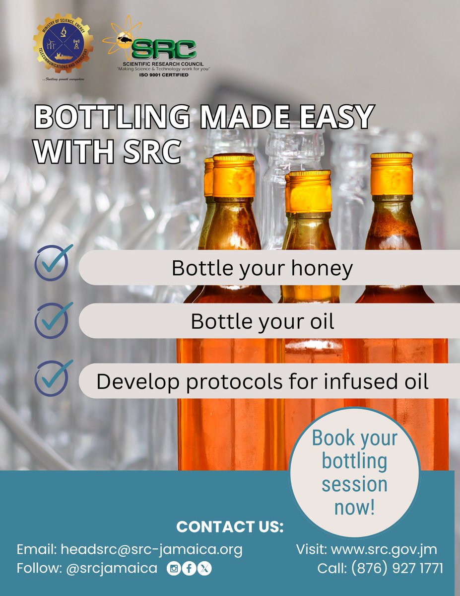 Let the SRC’s bottling line bring your product to life!

• Suitable for oils, honey &amp; more
• Work with our experts to  develop custom protocols for your infused oils

Book now and take the next step toward market-ready packaging.