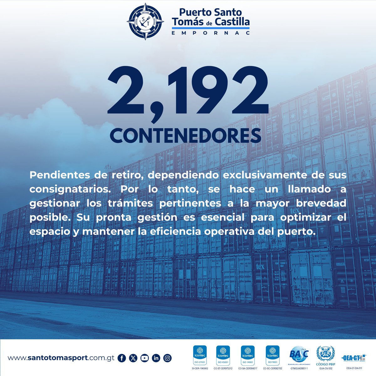 ℹ️ Aviso a los Consignatarios sobre Contenedores Pendientes de Retiro

<a href="/ASONAVGuatemala/">Asociación de Navieros de Guatemala</a>