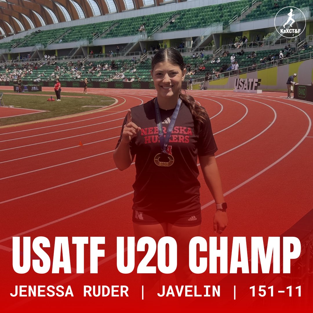 kansasrunning's tweet image. n case you missed it, Jenessa Ruder, a Norton Community graduate and @huskertfxc freshman, won the javelin title at the USATF U20 Championships.

In her first year as a Husker, Ruder finished seventh at the Big 10 Championships and notched a PB of 177-0 in May, the 13th-best mark…