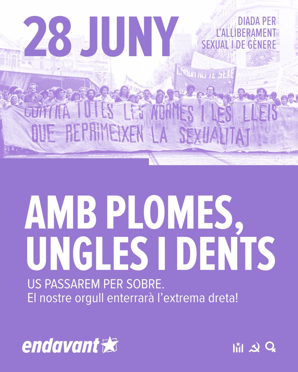 🏳️‍⚧️🏳️‍🌈 El nostre orgull és lluitar, amb la nostra ploma, ungles i dents 

Davant de qui pretén retornar-nos a l’armari, la transfòbia imperant, la violència que creix i l’amenaça als nostres drets no només resistim sinó que fem un pas endavant. 

Demà sortim als carrers  ✊