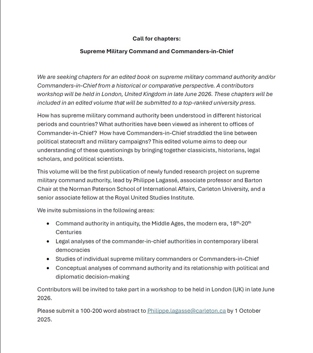 🚨Call for chapters: Supreme Military Command Authority / Commanders-in-Chief 🚨