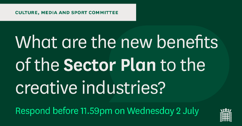 CommonsCMS's tweet photo. Do you work in the creative industries? 🎭🎬🎨

There's just under three days left to let us know your thoughts on the Government's Creative Industries Sector Plan ⬇️