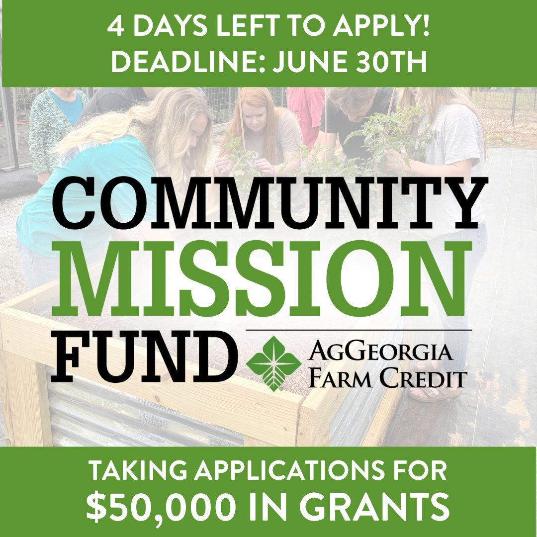 ⏳ Only 4 days left!
Non-profit organizations — don’t miss your chance to apply for AgGeorgia’s Community Mission Fund!
We’re awarding grants of up to $5,000 to support agriculture-related projects across our 79-county territory.
👉 Learn more &amp; apply: hubs.la/Q03v2mVh0
