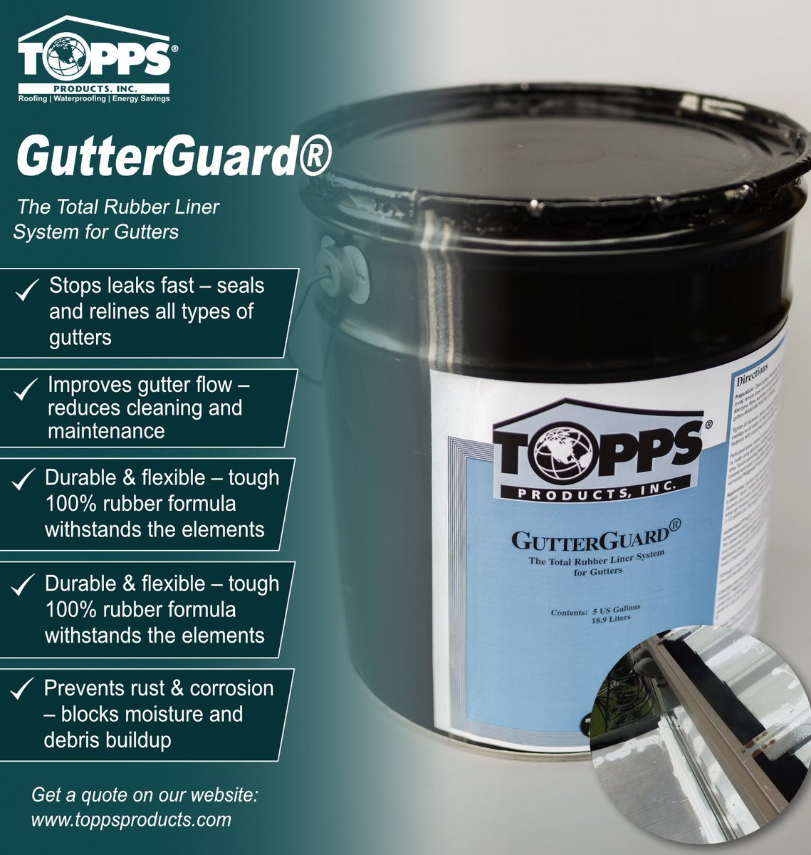 Leaky gutters? Don’t replace—reline with GutterGuard®. Durable, seamless, and built to last. #gutterprotection 

To purchase, visit toppsproducts.myshopify.com/collections/ro…

#roofing #gutters #roofgutter #toppsproducts #roofers #crrc