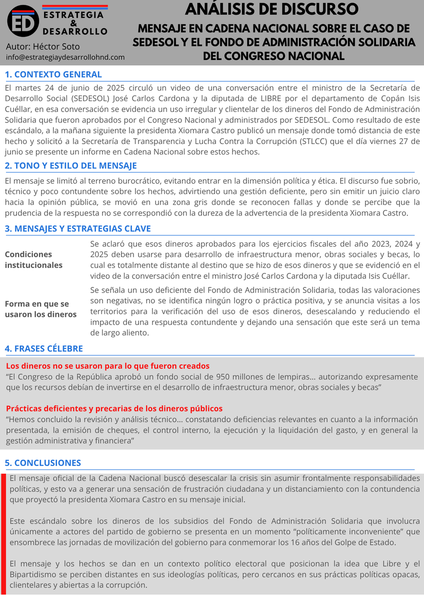 Análisis del pronunciamiento en Cadena Nacional del ministro de la STLCC sobre el caso de SEDESOL.
Descarga aquí: drive.google.com/file/d/1YYb_9y…

#Honduras #fyp