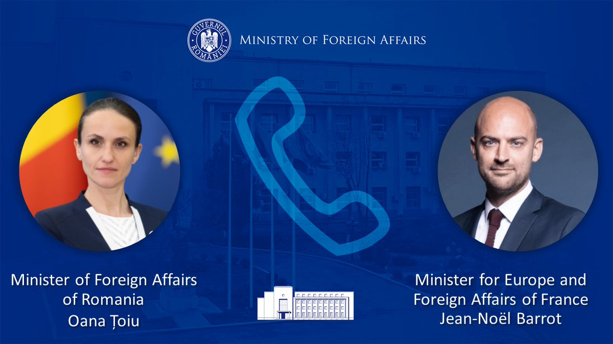 Toiu Oana (@oana_toiu) on Twitter photo 📞 Productive phone conversation today with French Minister for Europe and Foreign Affairs, Jean-Noël Barrot <a href="/jnbarrot/">Jean-Noël Barrot</a>. We reaffirmed the strength of the 🇷🇴🤝🇫🇷 Strategic Partnership and discussed areas of mutual interest & current international developments. We exchanged on 📞 Productive phone conversation today with French Minister for Europe and Foreign Affairs, Jean-Noël Barrot <a href="/jnbarrot/">Jean-Noël Barrot</a>. We reaffirmed the strength of the 🇷🇴🤝🇫🇷 Strategic Partnership and discussed areas of mutual interest & current international developments. We exchanged on
