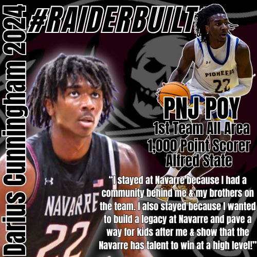 “I stayed at Navarre because I had a community behind me &amp; brothers on the team. I also stayed because I wanted to build a legacy at Navarre and pave a way for kids after me and show that Navarre has talent to win at a high level.” - DC c/o 24
#GVB #theTeam #StayHome #RaiderBulit